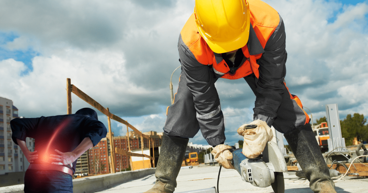 Work-related back pain treatment in Queens, NY, showing chiropractic care for muscle strain, disc problems, and nerve compression caused by workplace activities.